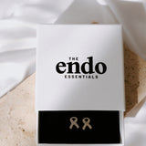 Silver Endometriosis Ribbon Earrings