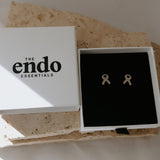 Silver Endometriosis Ribbon Earrings
