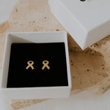 Gold Endometriosis Ribbon Earrings