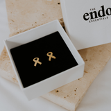 Gold Endometriosis Ribbon Earrings