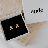 Gold Endometriosis Ribbon Earrings